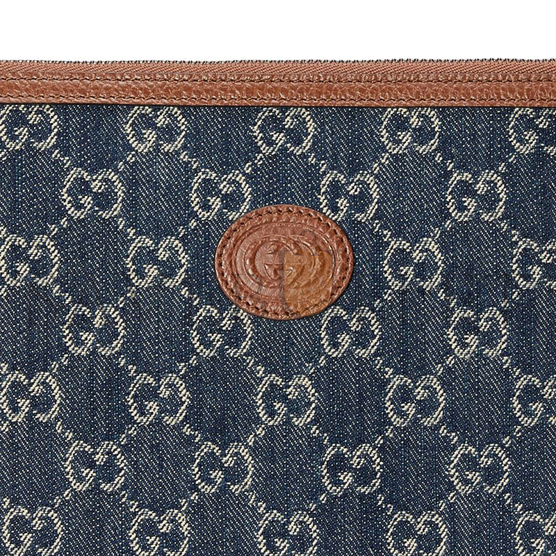 GUCCI GG DENIM POUCH 672953 2KQGT 8375 (30.5*21*1.5cm)